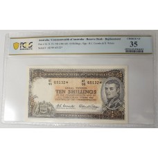 AUSTRALIA 1961 . TEN 10 SHILLINGS BANKNOTE . COOMBS/WILSON . STAR NOTE / REPLACEMENT NOTE